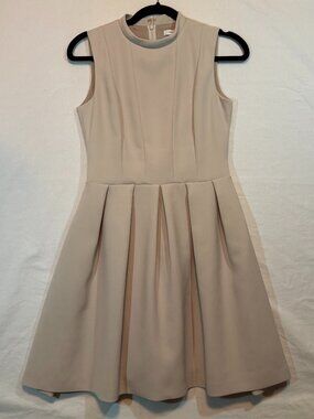Fray ID Dress Womens 1 Beige Tan A Line Pleated High Neck Sleeveless Lined Japan